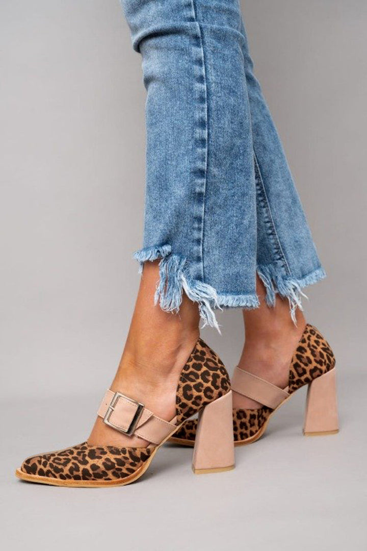 Selveta Leopard Suede Sandals with Stable Heel