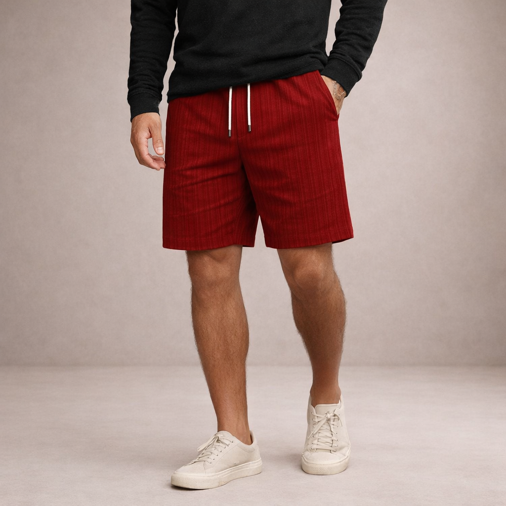 Piotr | Męskie Krótkie Spodenki Lniane Regular Fit na Lato