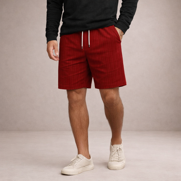 Piotr | Męskie Krótkie Spodenki Lniane Regular Fit na Lato