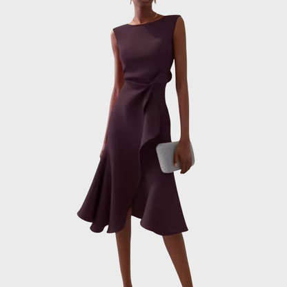 Sheila Draped Asymmetric Midi Dress