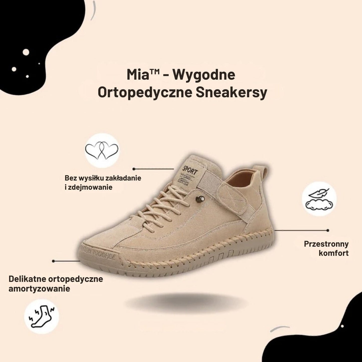 Damskie wygodne buty z szerokim fasonem