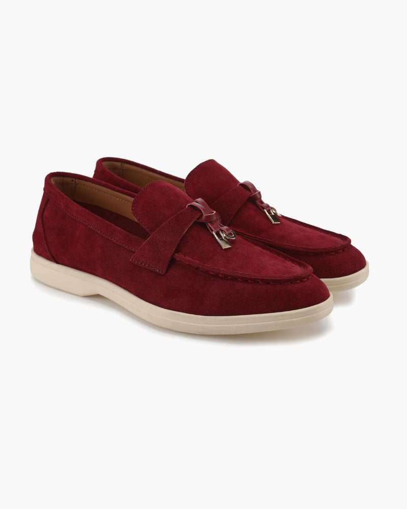 Damskie loafersy mokasyny z ozdobnym metalowym detalem i płaską podeszwą