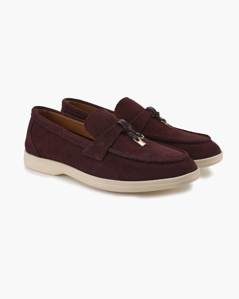 Damskie loafersy mokasyny z ozdobnym metalowym detalem i płaską podeszwą