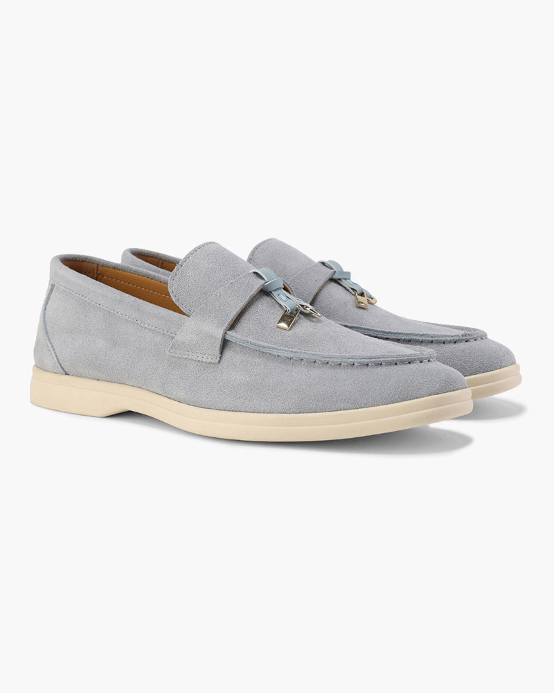 Damskie loafersy mokasyny z ozdobnym metalowym detalem i płaską podeszwą