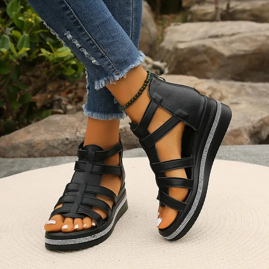 Hannah Comfort Sandals with Rhinestone Decoration