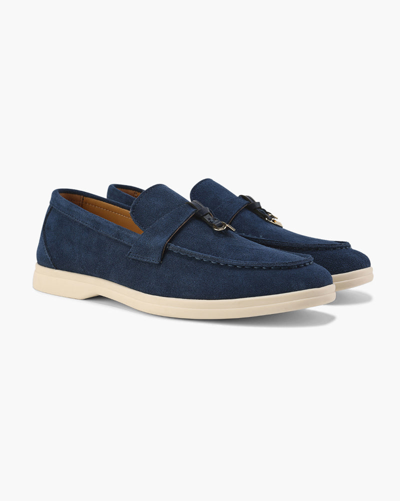 Damskie loafersy mokasyny z ozdobnym metalowym detalem i płaską podeszwą
