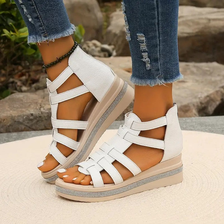 Hannah Comfort Sandals with Rhinestone Decoration
