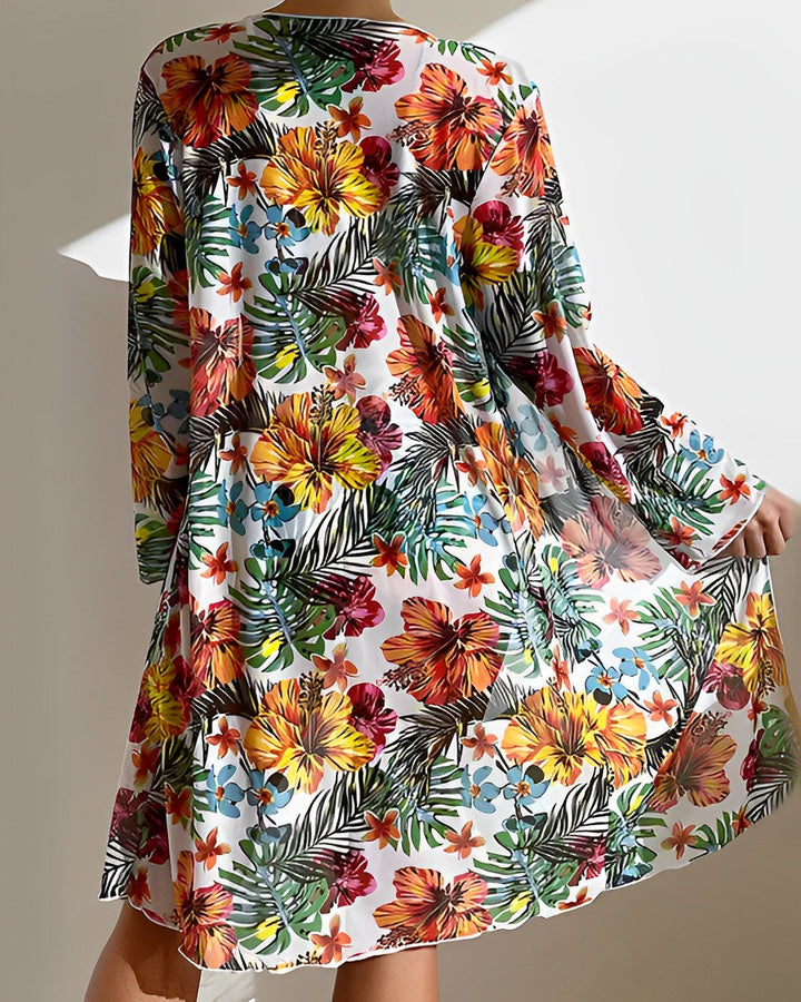 Juanita Tropical Print Bikini Set with Cover-Up