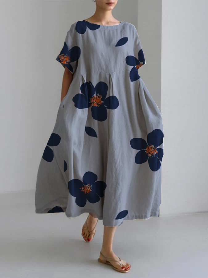 RAFFAELLA Long Floral Dress with Relaxed Fit and Elegant Details for Chic Days