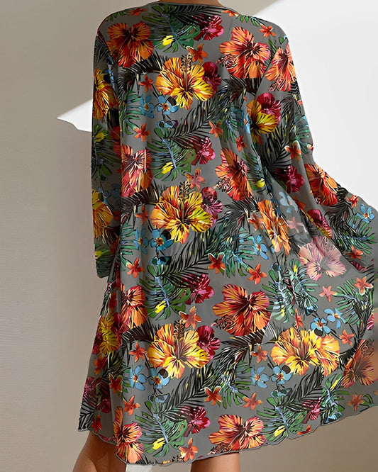Juanita Tropical Print Bikini Set with Cover-Up