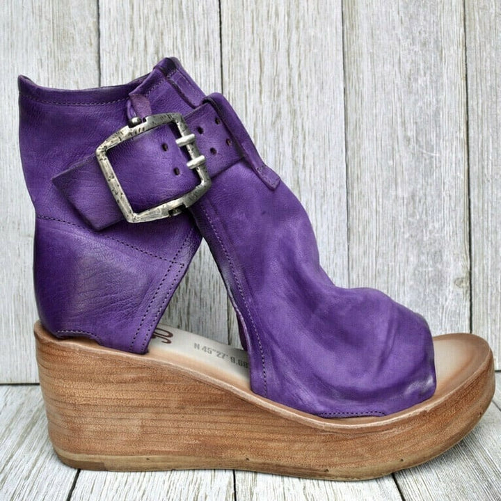 Dawn Wedge Sandals with Buckle in Boho Style