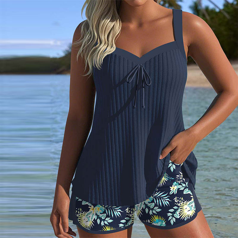 Cassandra Tummy Control Striped Tankini