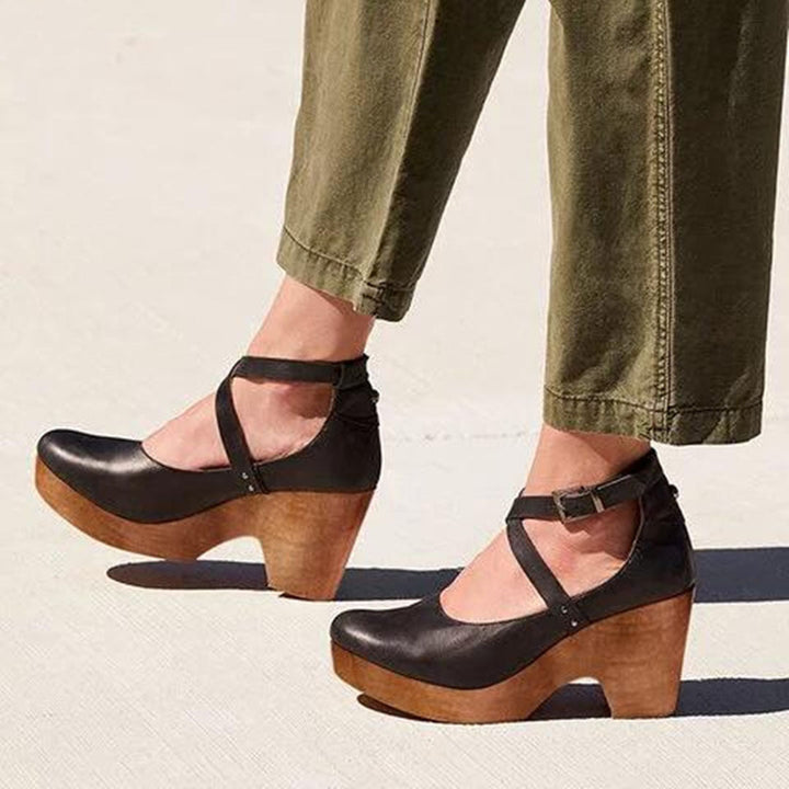 Teresa Elegant Wedge Heels with Closed Toe & Ankle Strap