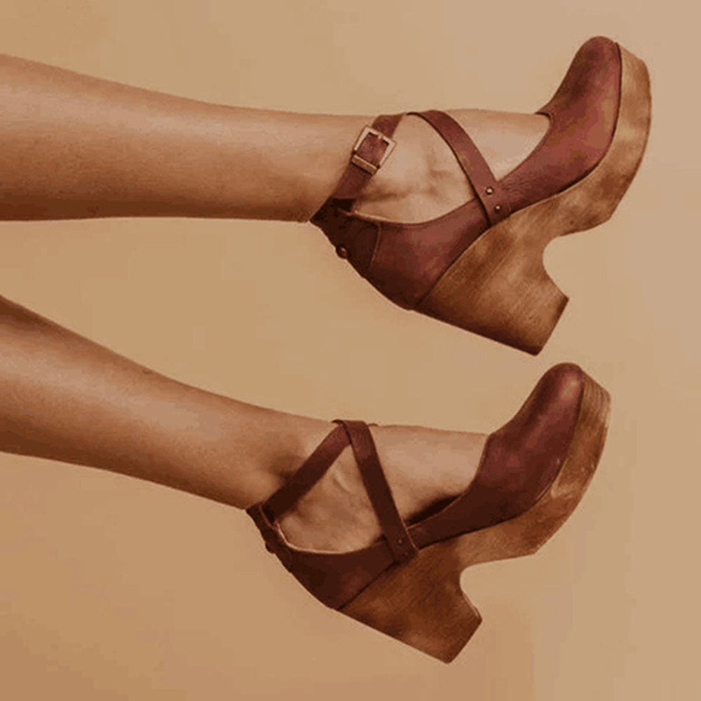Teresa Elegant Wedge Heels with Closed Toe & Ankle Strap