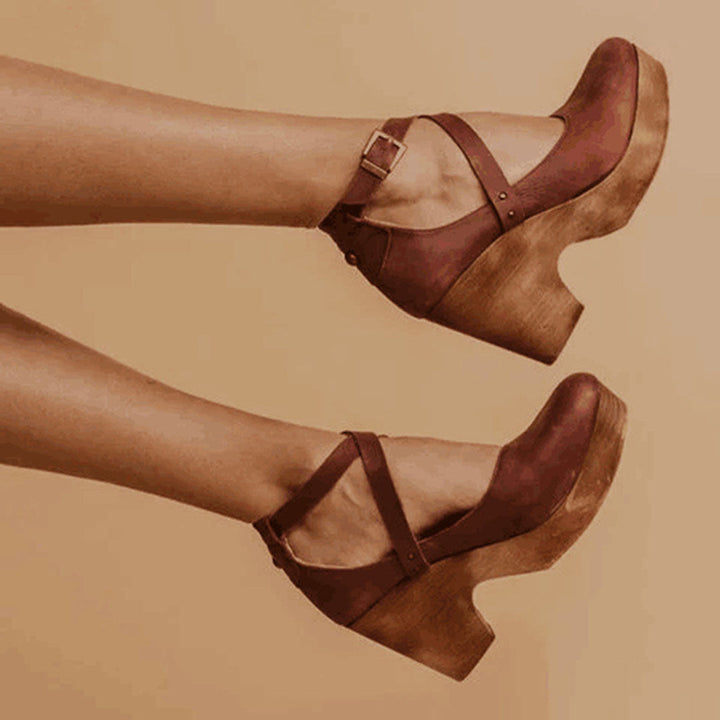 Teresa Elegant Wedge Heels with Closed Toe & Ankle Strap