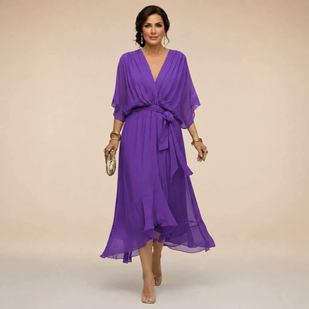 Penelope V-Neck Wrap Midi Dress