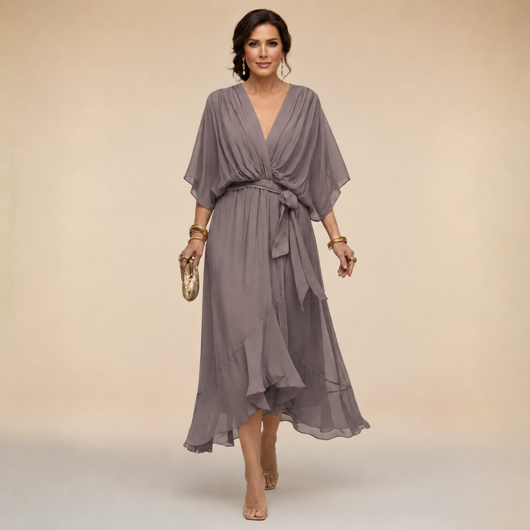 Penelope V-Neck Wrap Midi Dress