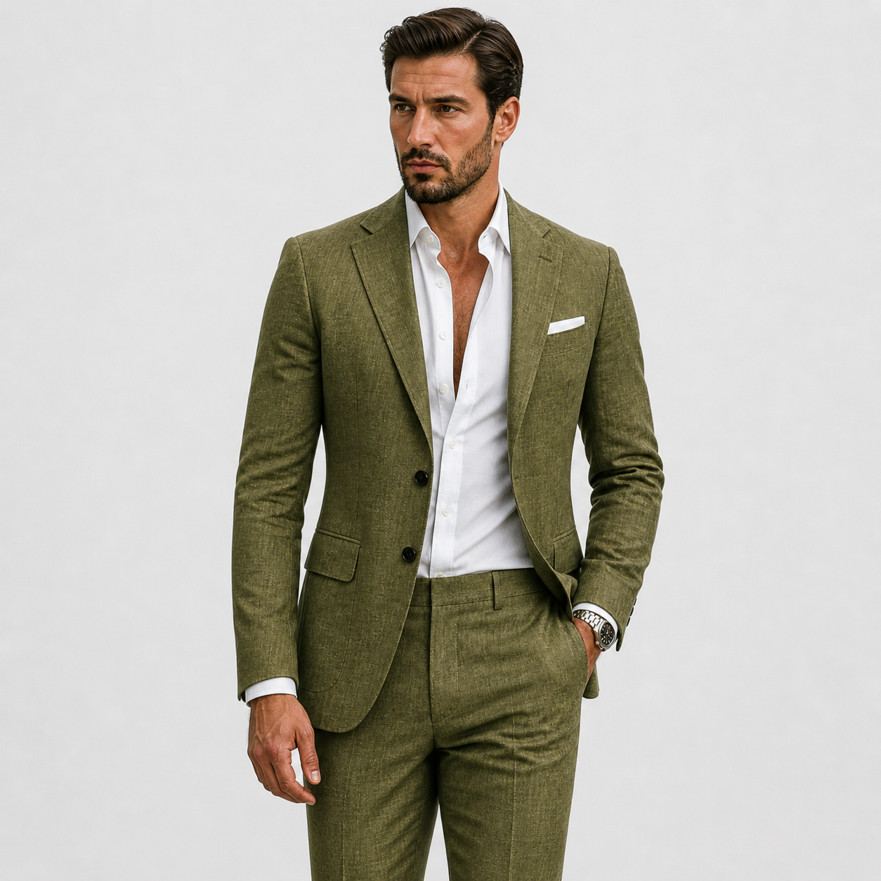 Męski garnitur slim fit z fakturowaną marynarką i spodniami