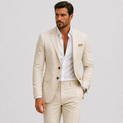 Męski garnitur slim fit z fakturowaną marynarką i spodniami