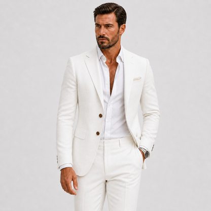 Męski garnitur slim fit z fakturowaną marynarką i spodniami