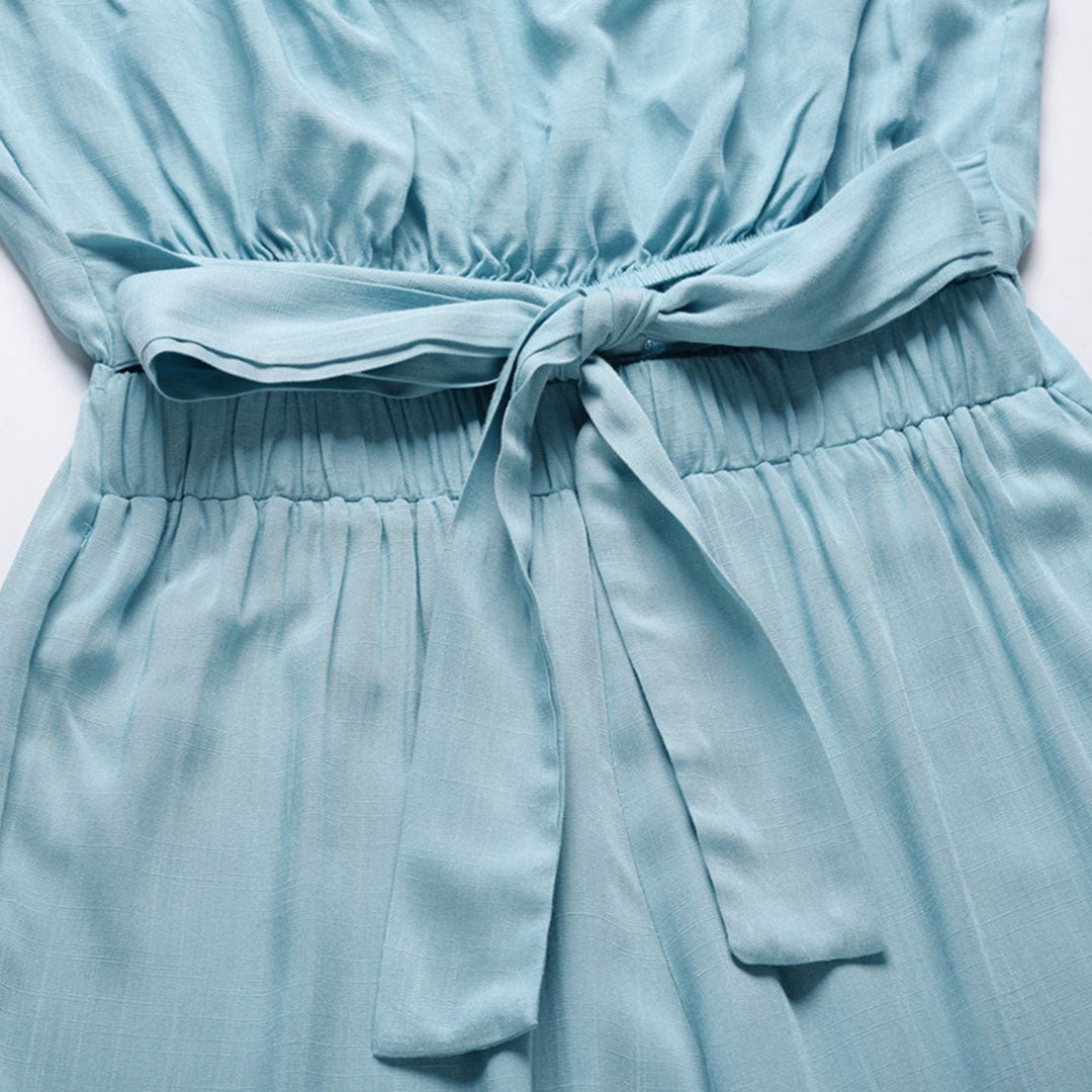 Sandy Strapless Tie Waist Wide Leg Jumpsuit