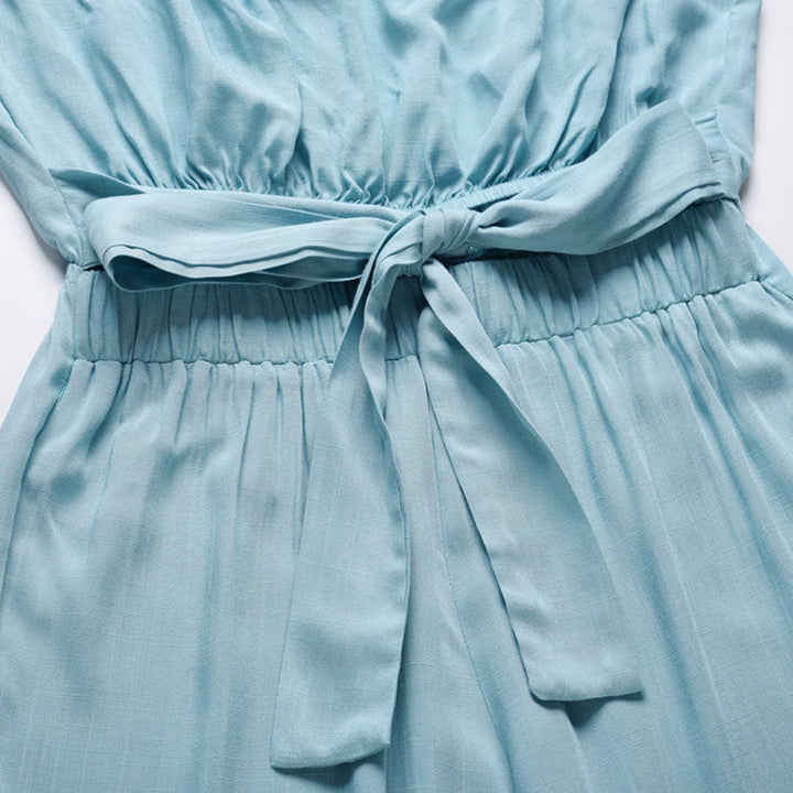 Sandy Strapless Tie Waist Wide Leg Jumpsuit