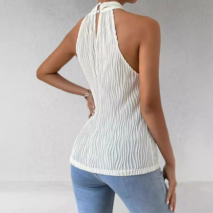 Vera | Plisowany top halter ze skrzyżowanym dekoltem