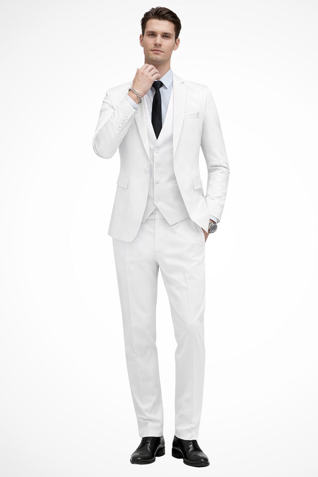 Męski garnitur trzyczęściowy z kamizelką, marynarką i spodniami