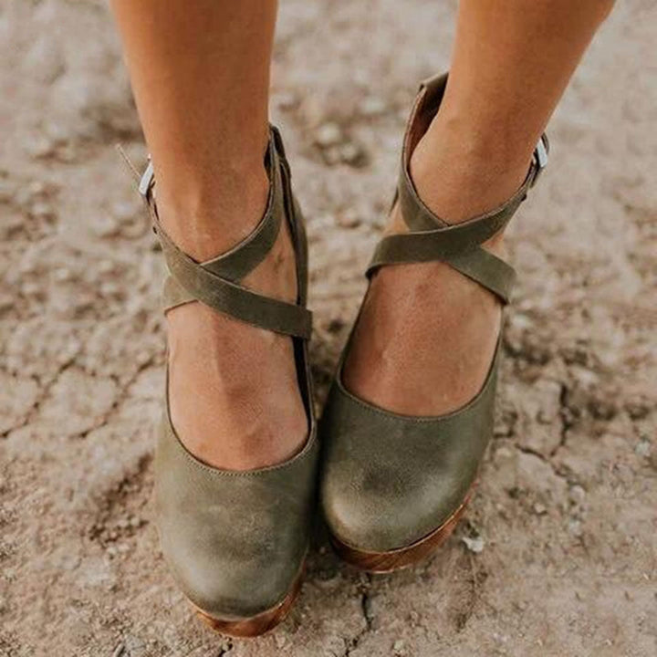 Teresa Elegant Wedge Heels with Closed Toe & Ankle Strap