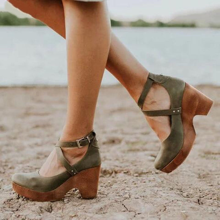 Teresa Elegant Wedge Heels with Closed Toe & Ankle Strap