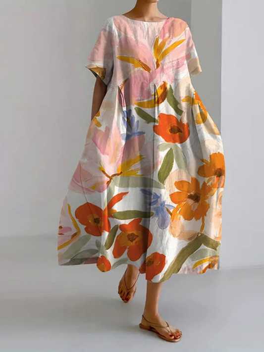 VALENTINA Summer Floral Dress with Flattering Cut and Freedom of Movement