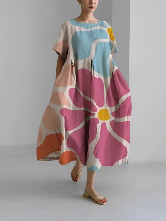 VALENTINA Summer Floral Dress with Flattering Cut and Freedom of Movement
