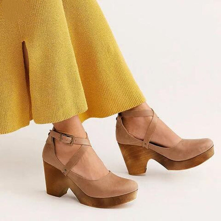 Teresa Elegant Wedge Heels with Closed Toe & Ankle Strap