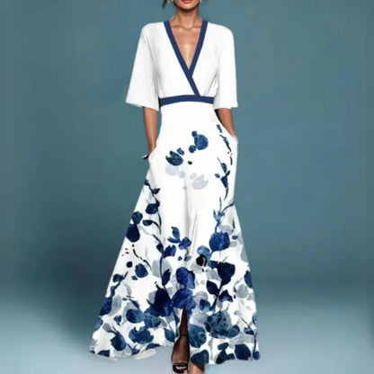 Jill Elegant Maxi Dress with Floral Pattern