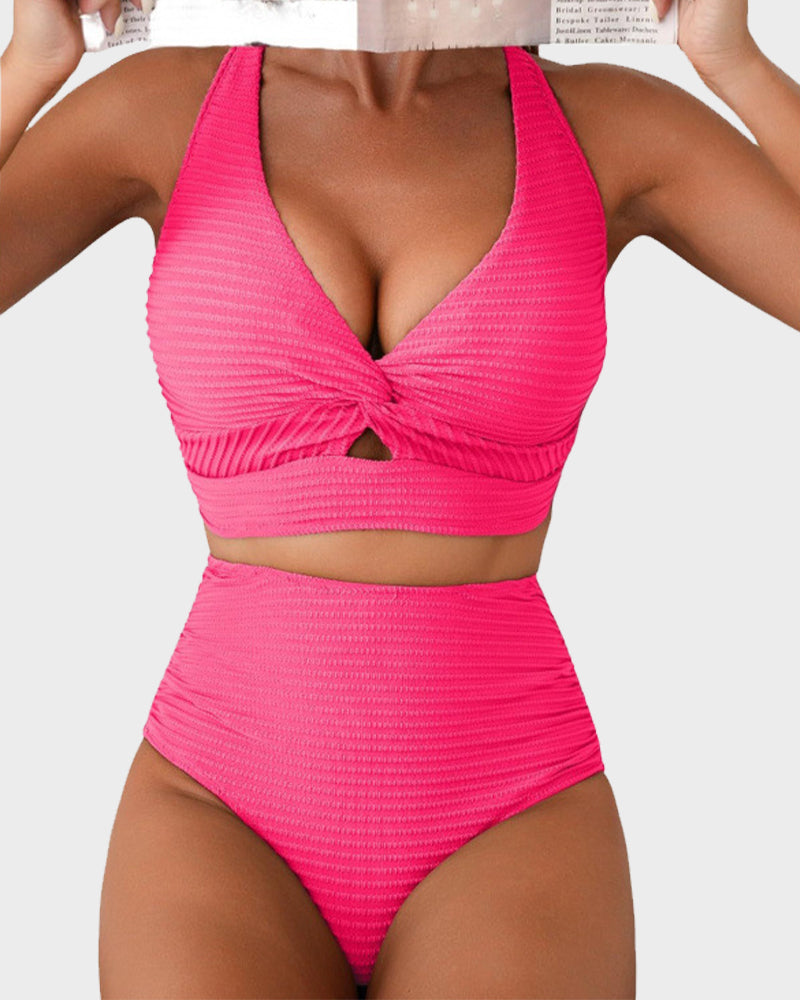 Zosia | Damskie Bikini z Wysokim Stanem i Prążkowanym Materiałem