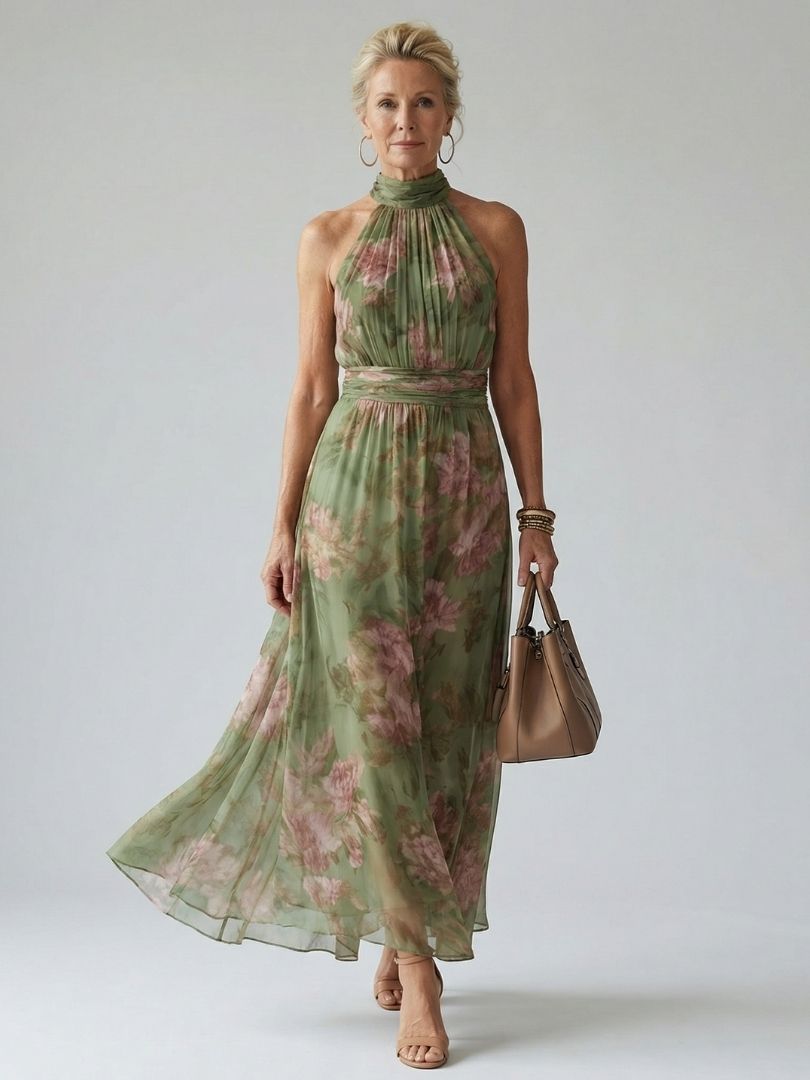 Colette Floral Halter Midi Dress