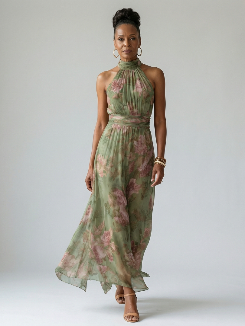Colette Floral Halter Midi Dress
