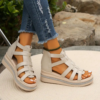 Hannah Comfort Sandals with Rhinestone Decoration