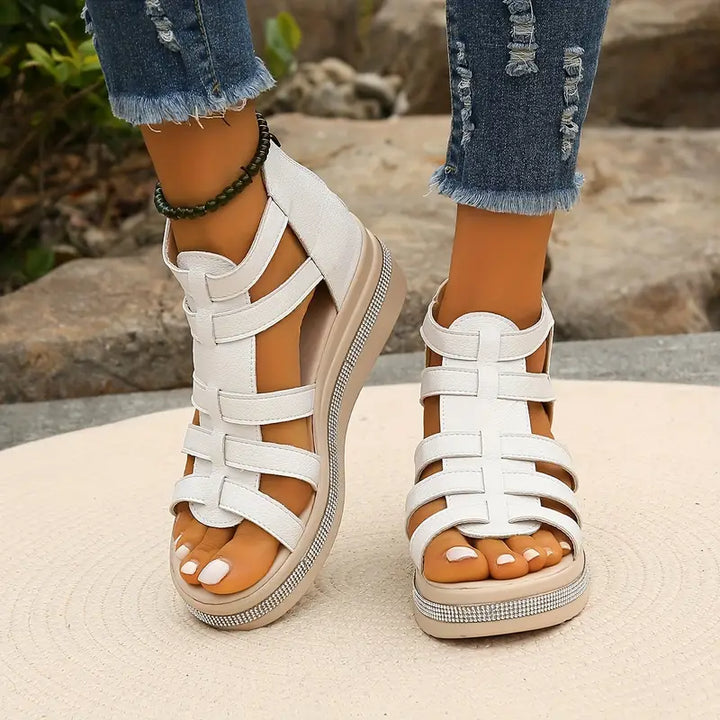 Hannah Comfort Sandals with Rhinestone Decoration