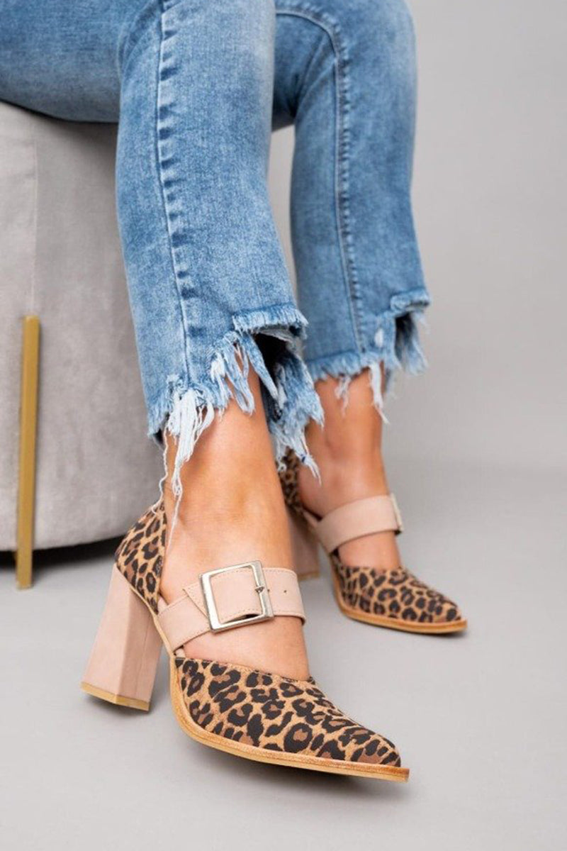 Selveta Leopard Suede Sandals with Stable Heel