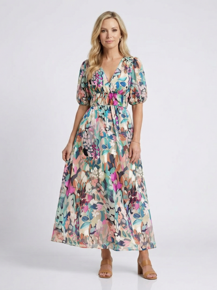 Octavia Floral V-Neck Midi Dress