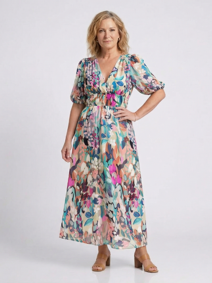 Octavia Floral V-Neck Midi Dress