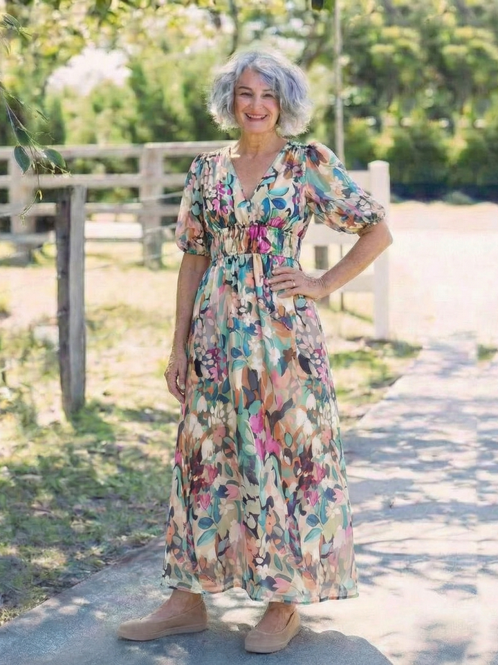 Octavia Floral V-Neck Midi Dress