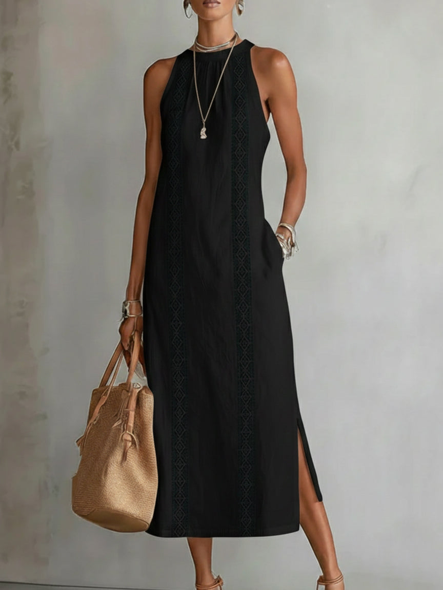 Octaviana Embroidered Sleeveless Midi Dress