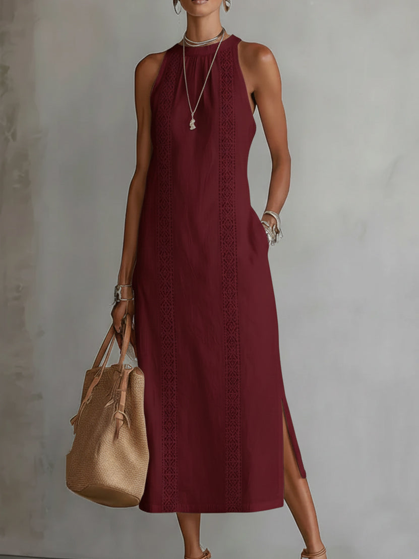 Octaviana Embroidered Sleeveless Midi Dress