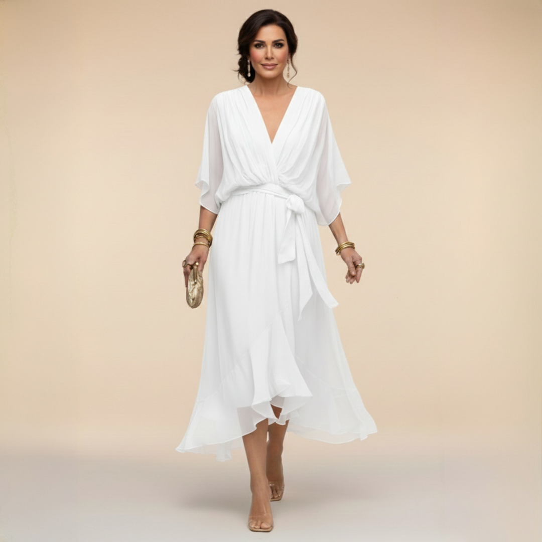 Penelope V-Neck Wrap Midi Dress