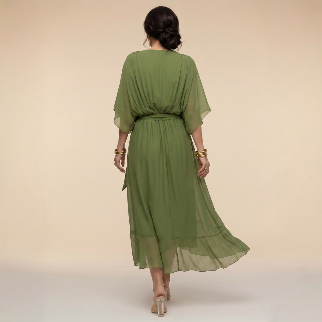 Penelope V-Neck Wrap Midi Dress