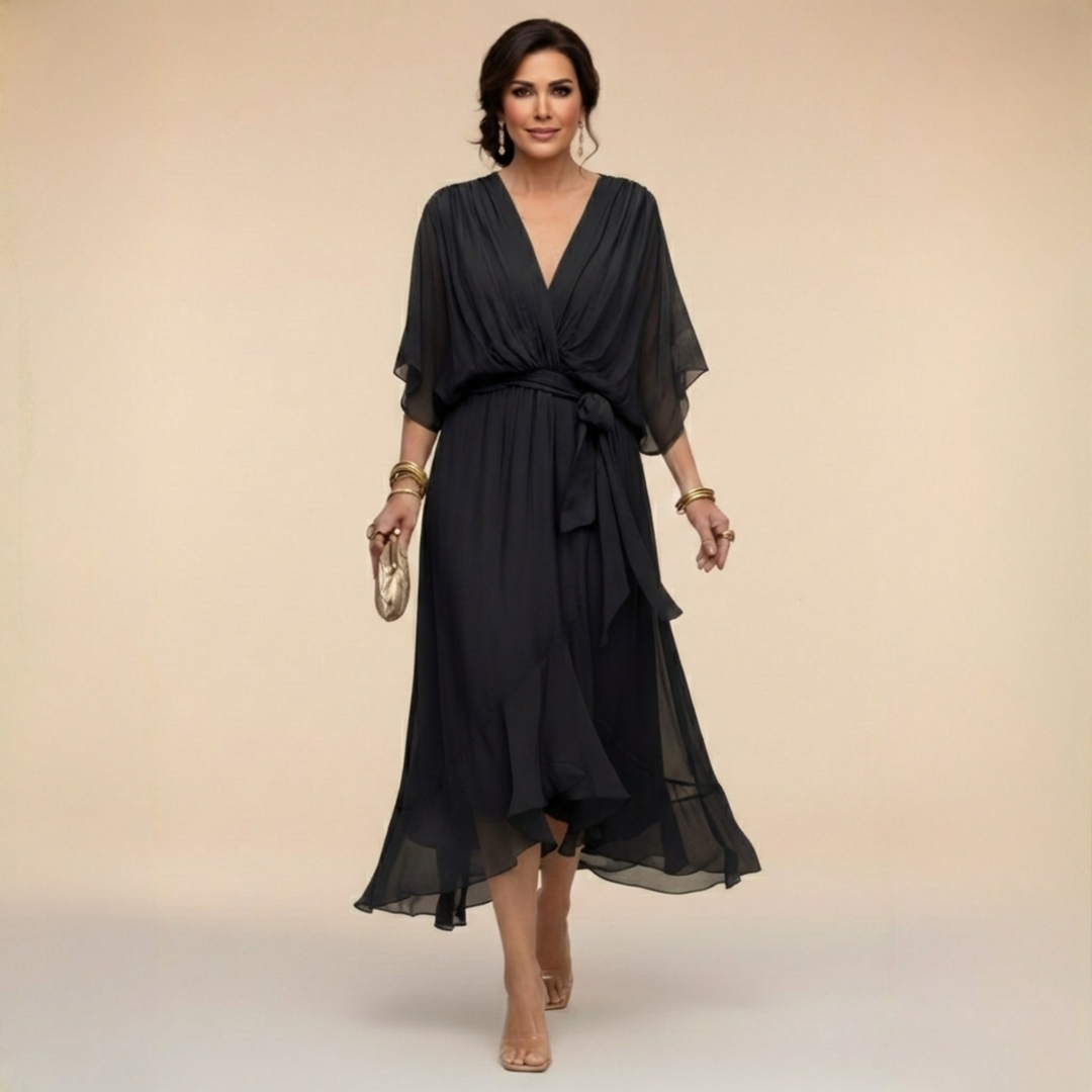 Penelope V-Neck Wrap Midi Dress