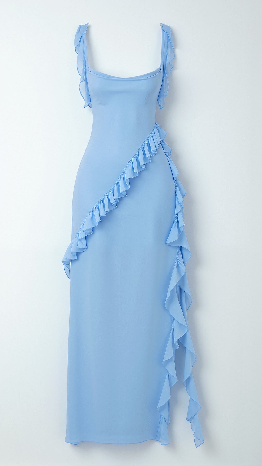 Laura | Elegancka falbankowa sukienka maxi