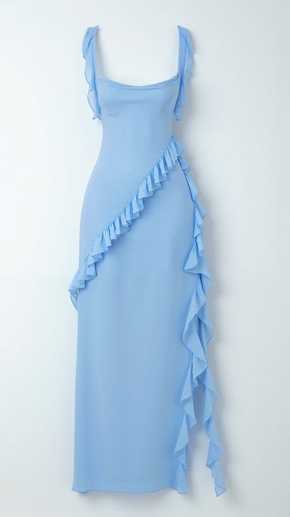 Laura | Elegancka falbankowa sukienka maxi